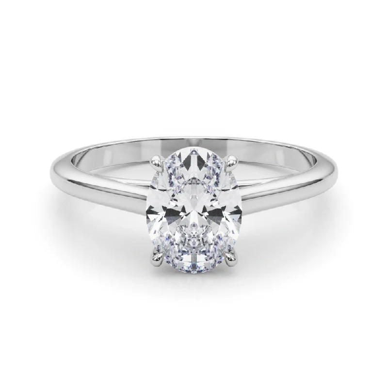 women’s engagement rings with diamonds -Amelia Oval Diamond Solitaire Engagement Ring