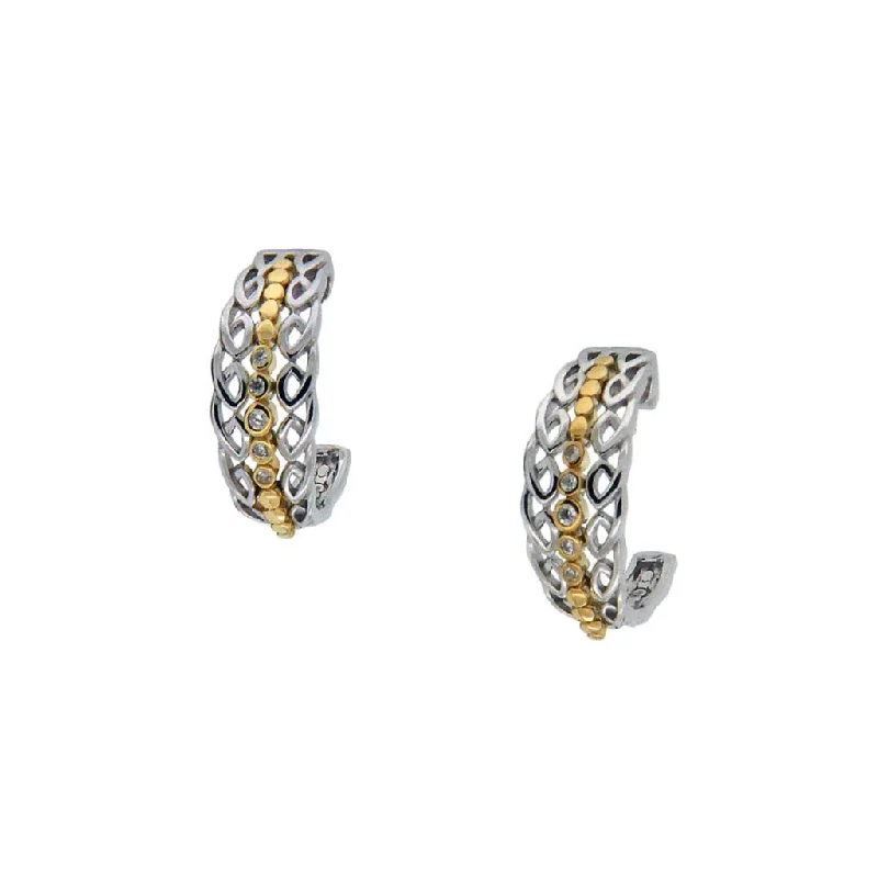 high-end earrings for women -Silver and 10k Yellow or Rose Gold Bridge Earrings