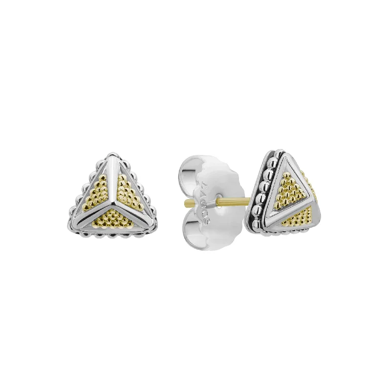 geometric earrings for women -KSL Small Caviar Pyramid Stud Earrings