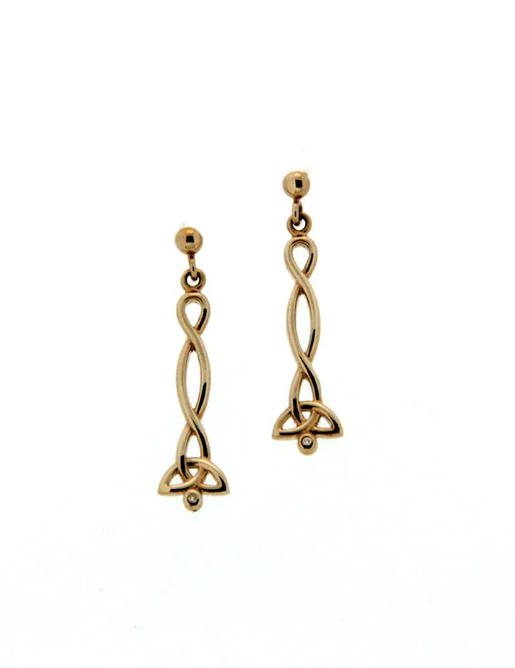 women’s pearl stud earrings -10k Gold and Diamond Trinity Post Dangle Earrings