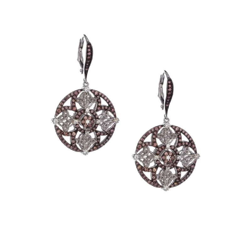 fashion gold earrings -Silver Night & Day Round Circle Cross Earrings