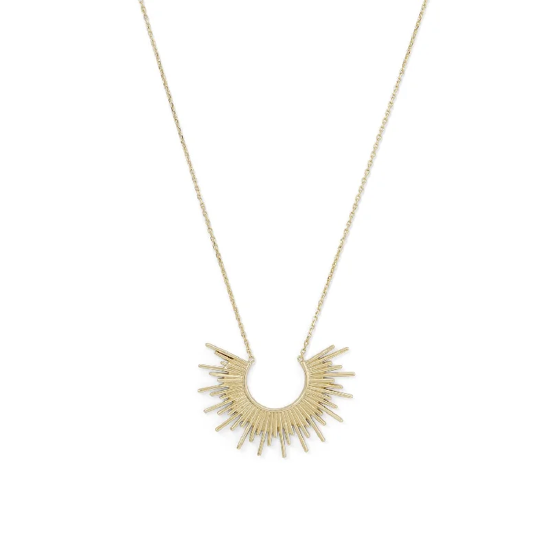 women’s layered gold necklaces -14 Karat Gold Plated Sunburst Necklace