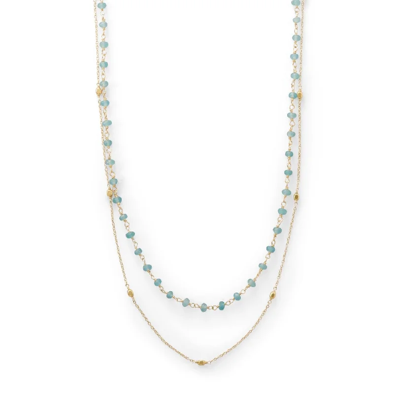 elegant necklaces for women -Two Strand 14 Karat Gold Plated Apatite Necklace