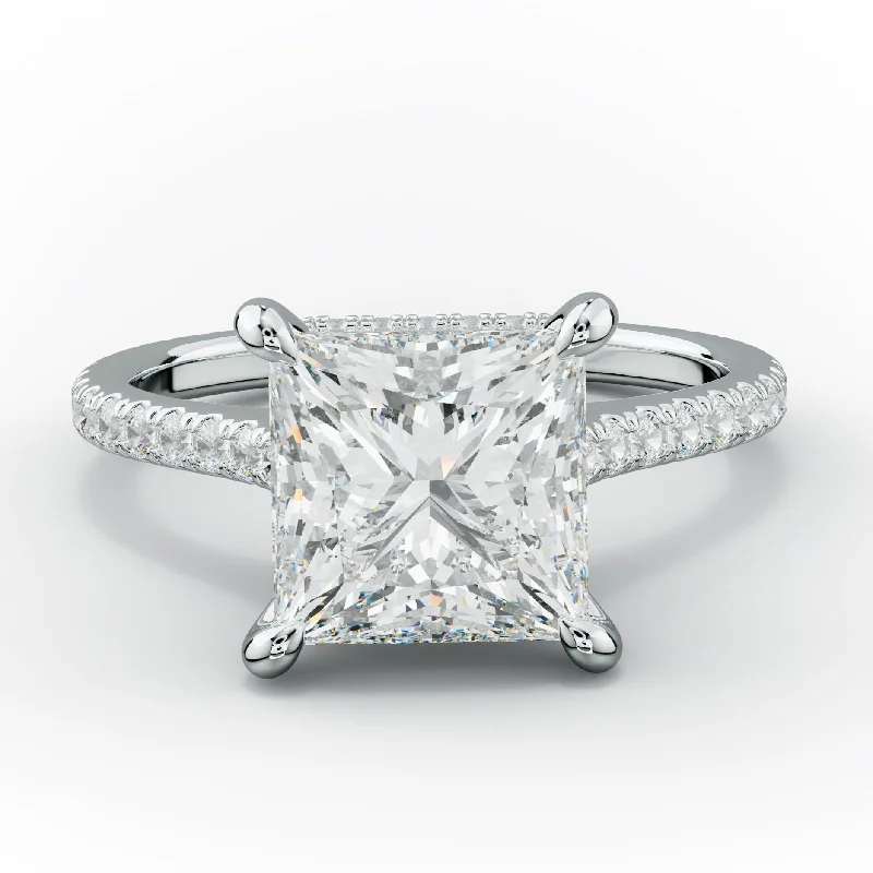 radiant engagement rings -Aria Princess Cut Diamond Engagement Ring