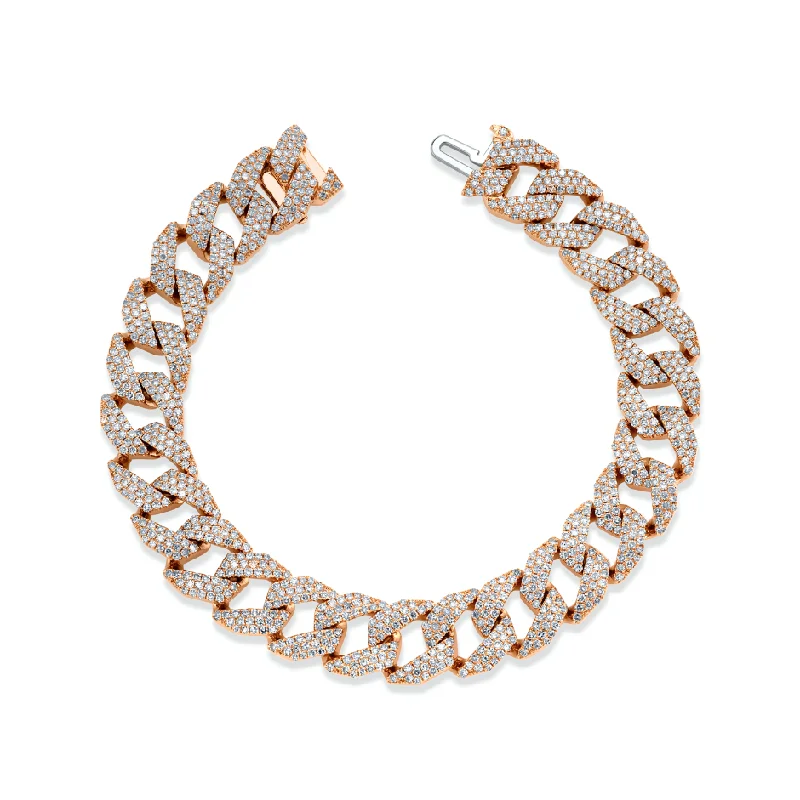 stunning gold bangles for women -DIAMOND PAVE GEO LINK BRACELET