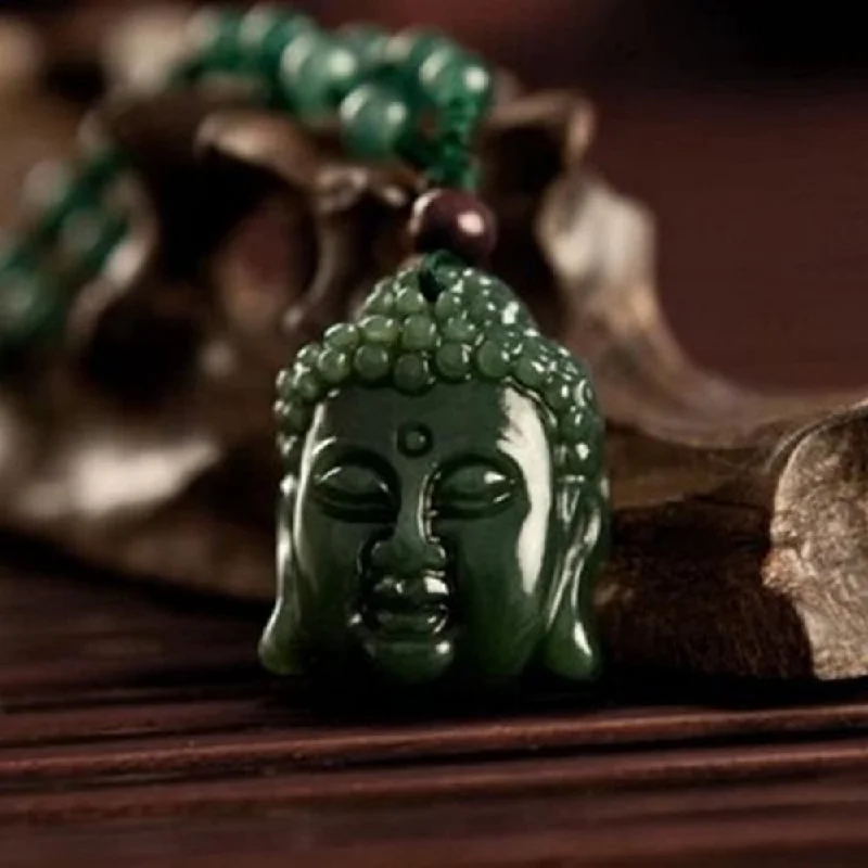 bridal necklaces for women -Jade Buddha Head Necklace