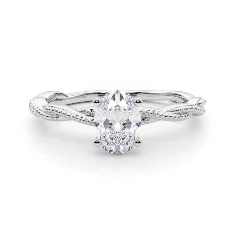 modern engagement rings for women -Anastasia Twisted Vine Oval Diamond Solitaire Engagement Ring