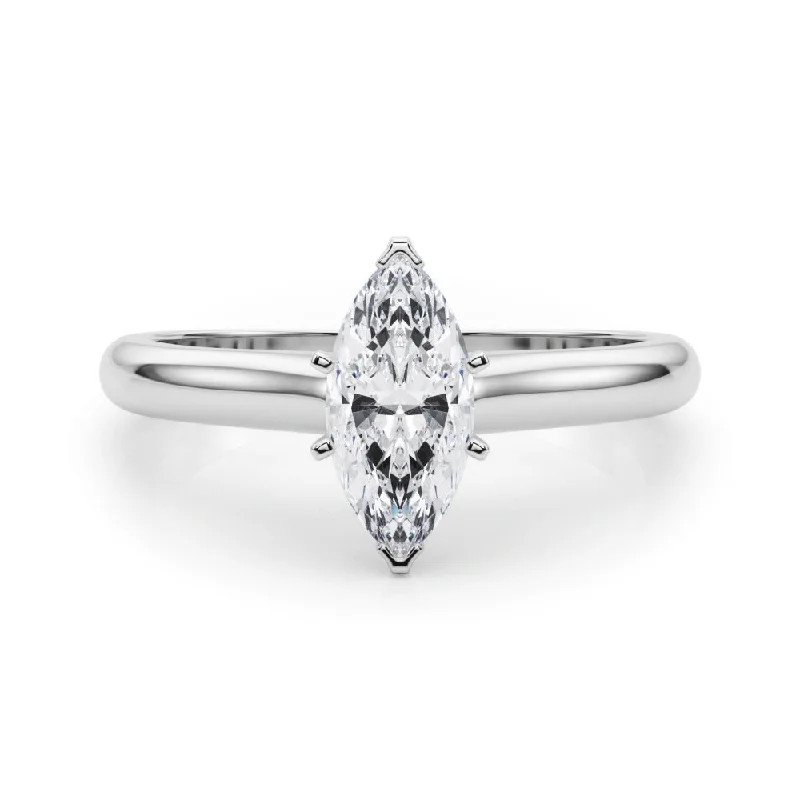 women’s wedding and engagement rings -Isabella Marquise Diamond Solitaire Engagement Ring