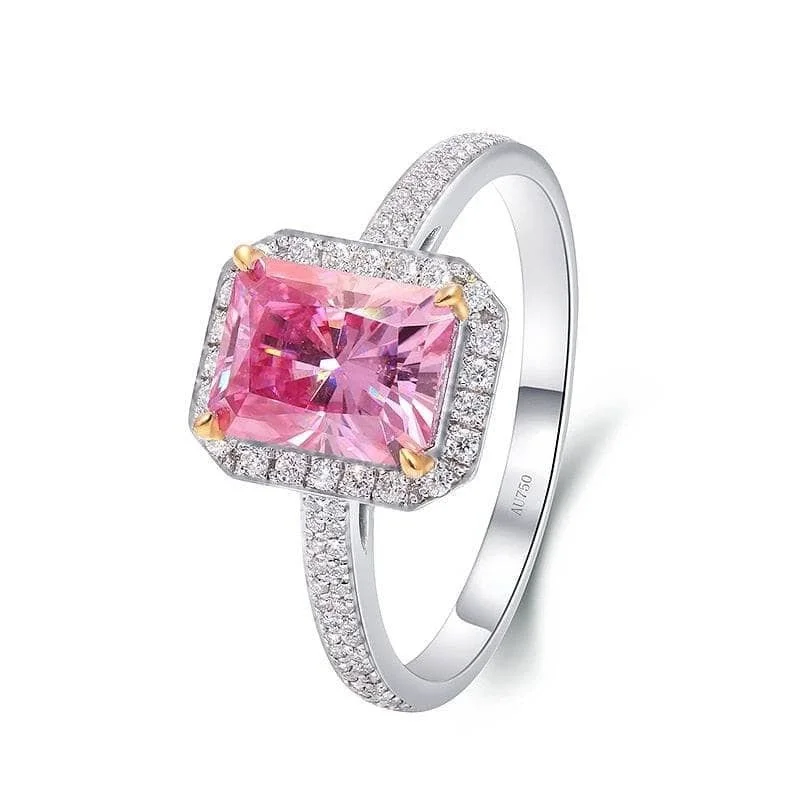 bridal set engagement rings -3.0ct Pink Radiant Cut Diamond Halo Engagement Ring