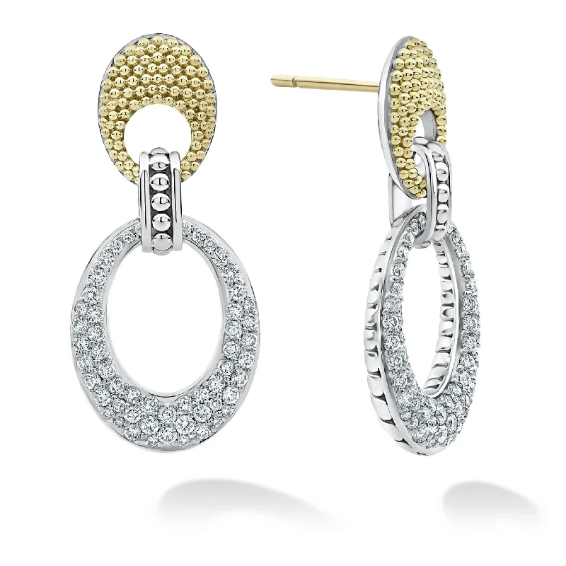 statement earrings for women -Caviar Lux Caviar Oval Diamond Drop Earrings