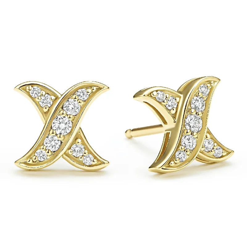 women’s diamond drop earrings -Embrace 18K Gold X Diamond Stud Earrings