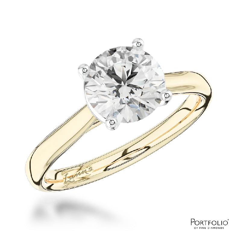 diamond rings for women -Solitaire 1.50ct E SI1 Diamond Yellow Gold/Platinum Ring