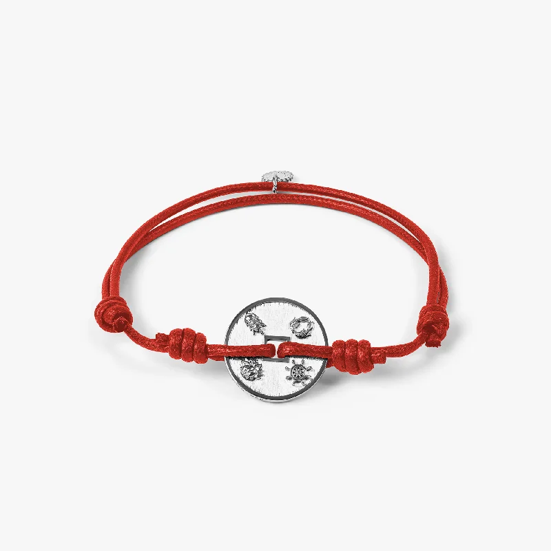 handmade bangles for women -Lhasa Auspicious Coin Cord Bracelet In Red 