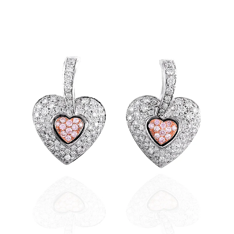 oversized earrings for women -Pink Argyle Heart Earrings