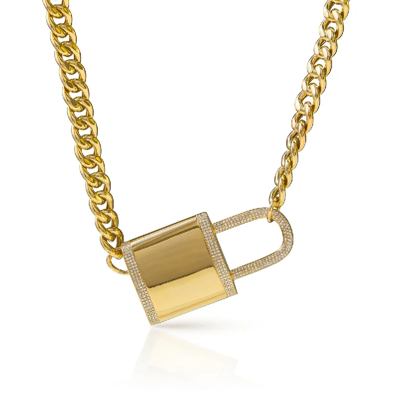 fashion necklaces for women -14KT Yellow Gold Diamond Luxe Lovelock Necklace