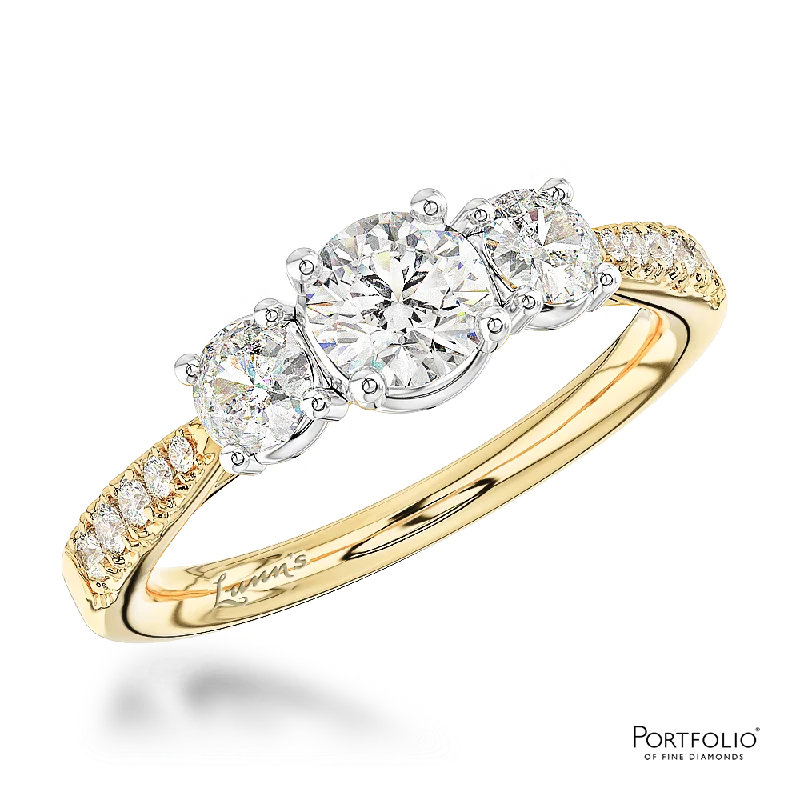 dainty rings for women -Skye Classic Three Stone 0.40ct F VS2 Diamond Yellow Gold/Platinum Ring