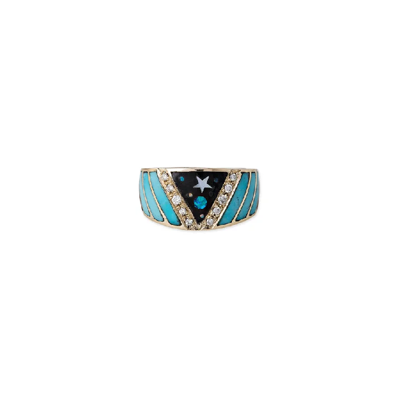 delicate rings for women -GALAXY CHEVRON OPAL INLAY RING