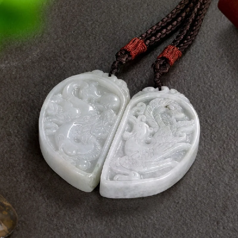 sparkling crystal necklaces for women -Crystal Jade Couple Matching Necklaces