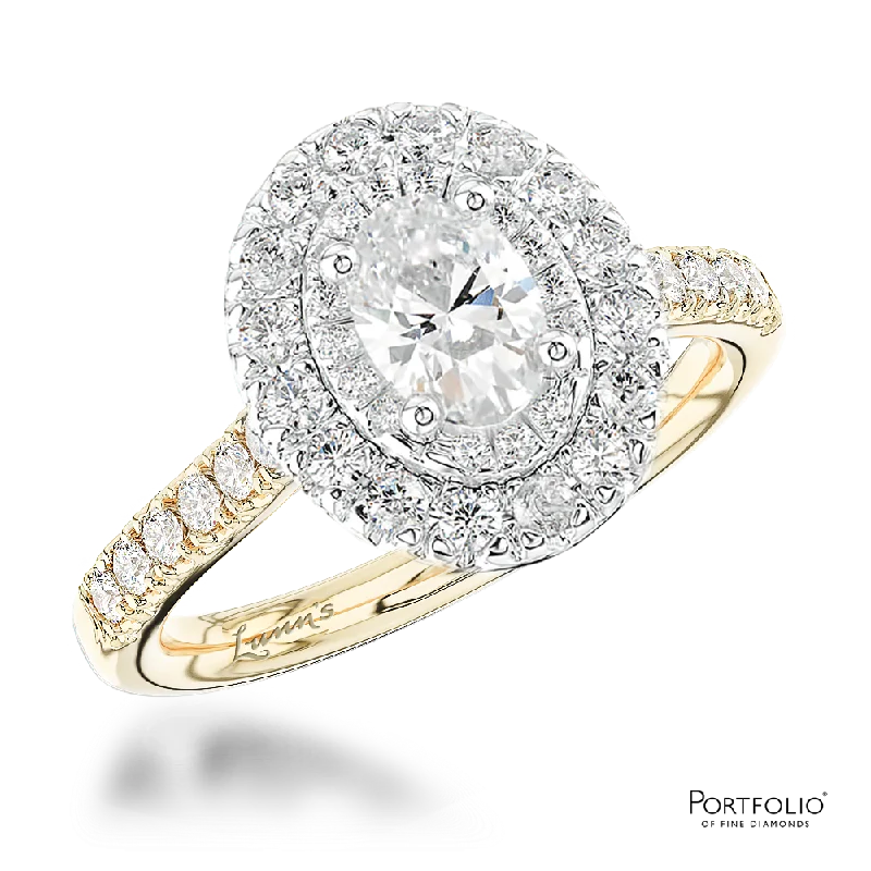 personalized engraved rings -Cluster 0.70ct E SI1 Diamond Yellow Gold/Platinum Ring