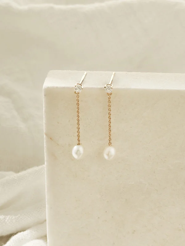 trendy earrings for women -Ellis Pearl Drops (Demi-Fine)