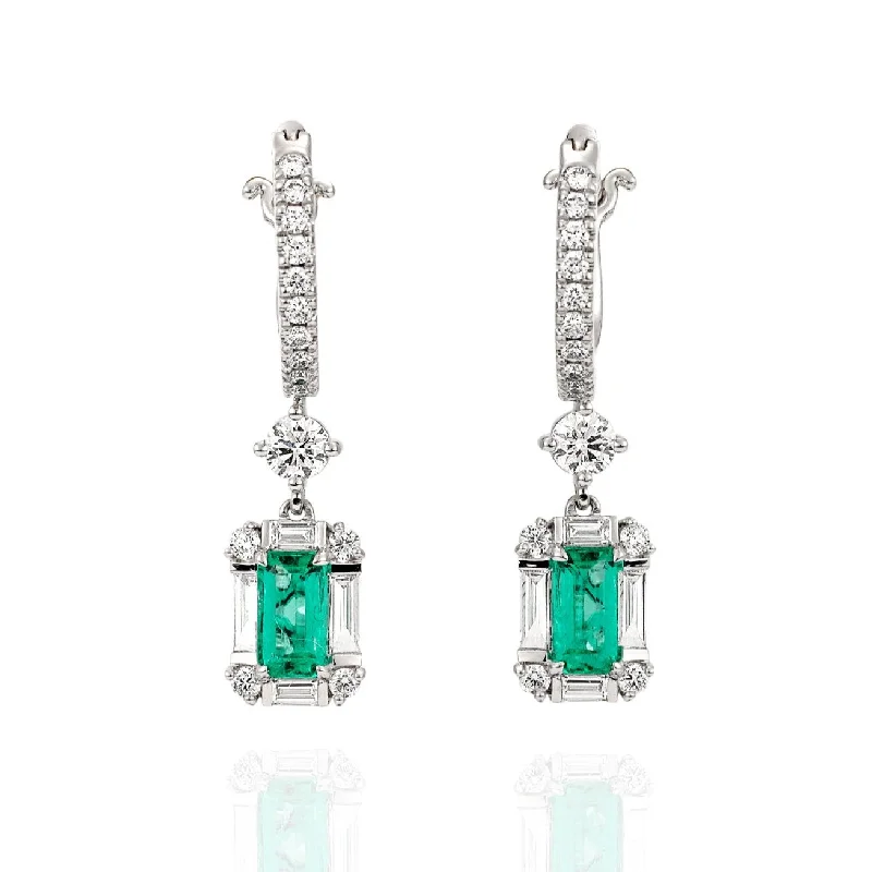 vintage-inspired earrings for women -Emerald Diamond Drops