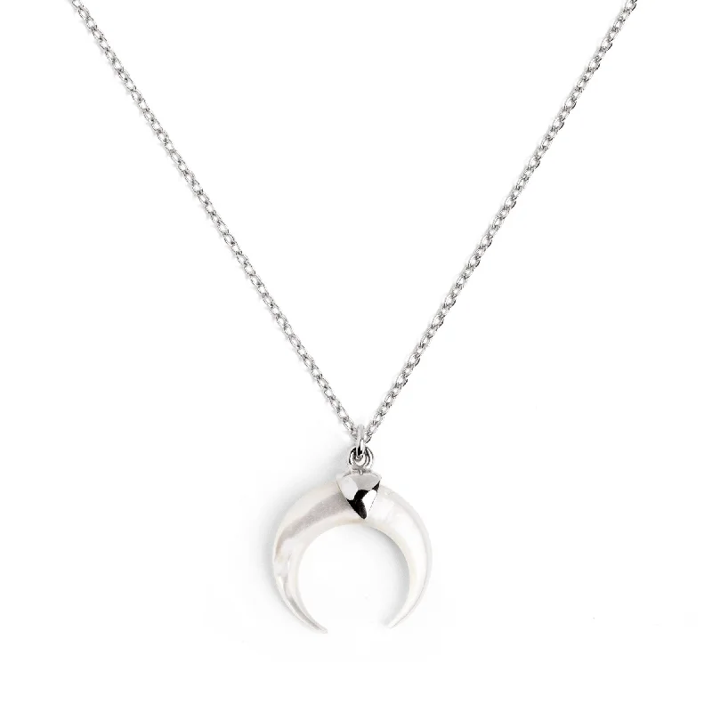 elegant pendant necklaces for women -Moonset Nacre Silver Necklace