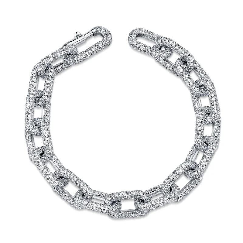 bridal bangles for brides -DIAMOND PAVE CABLE LINK BRACELET