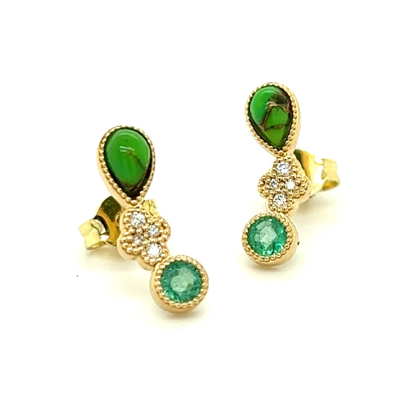 vintage earrings for women -Arabesque Sapphire & Green Turquoise  Earrings