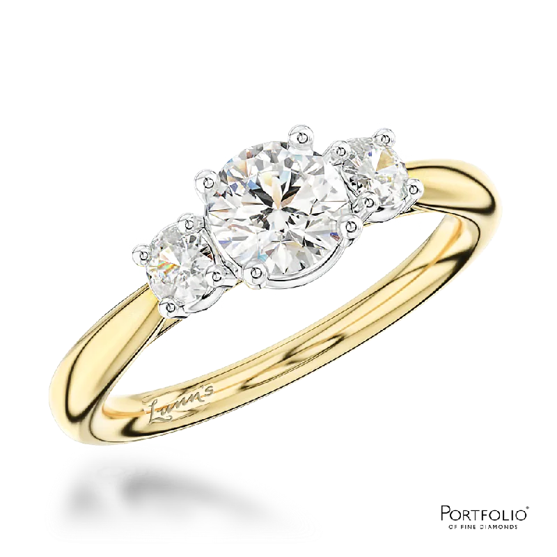 stacking rings for women -Three Stone 0.30ct F SI1 Diamond Yellow Gold/Platinum Ring