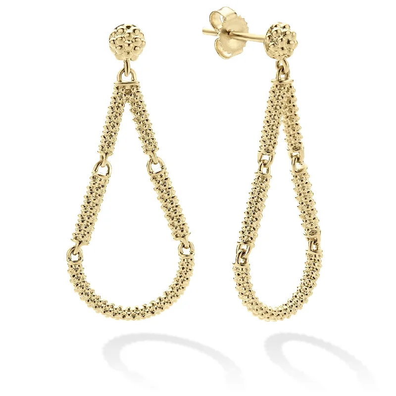 custom earrings for women -Signature Caviar Petite 18K Gold Superfine Caviar Tear Drop Earrings