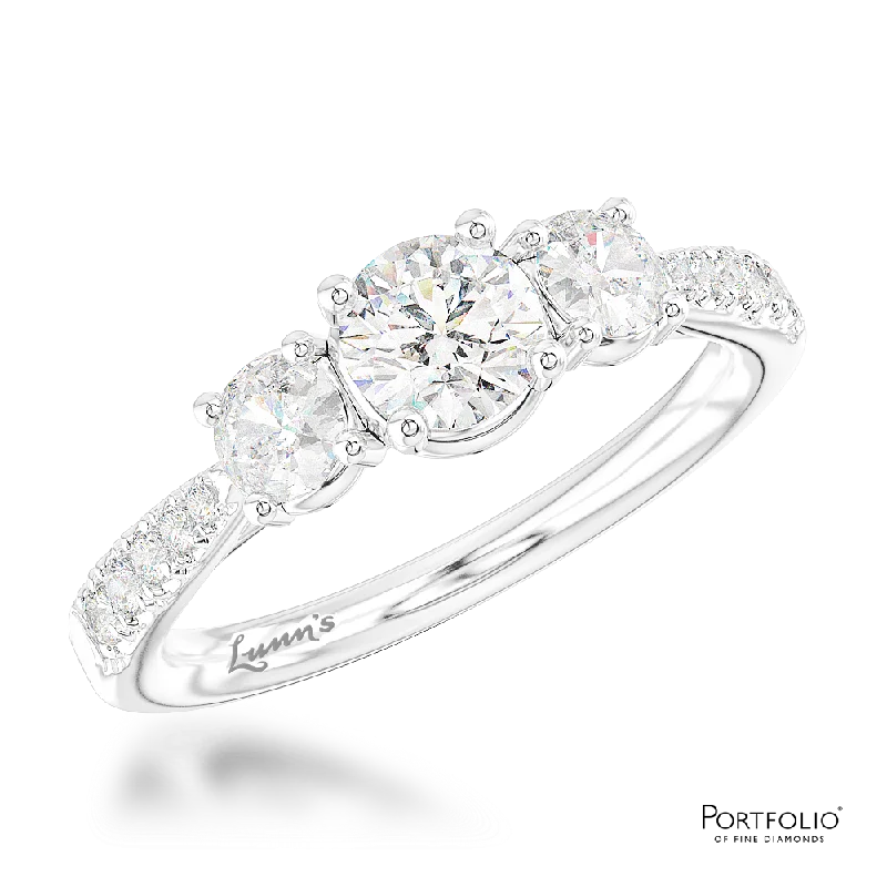 personalized gold rings -Skye Classic Three Stone 0.31ct F SI1 Diamond Platinum Ring