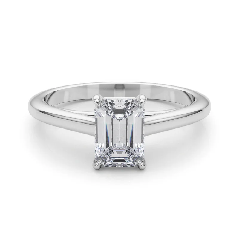 vintage diamond engagement rings -Amelia Emerald Diamond Solitaire Engagement Ring