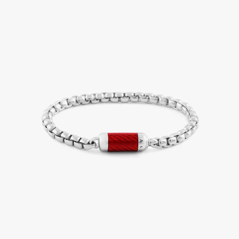 custom bracelets for women -Montecarlo Silver Chain Bracelet in Red