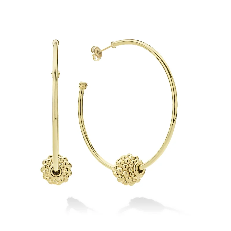 luxury earrings sets -Caviar Gold Medium 18K Gold Caviar Ball Hoop Earrings