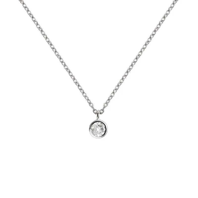 designer name necklaces for women -Single Diamond Silver Necklace