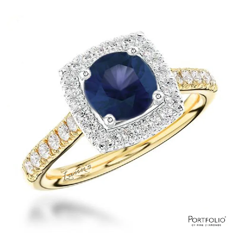 stacking rings for women -Cluster 0.53ct Sapphire Yellow Gold/Platinum Ring