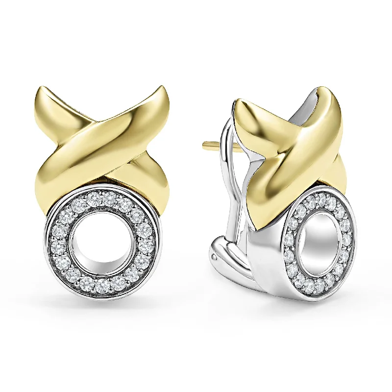 crystal stud earrings -Embrace 18K Gold XO Diamond Earrings