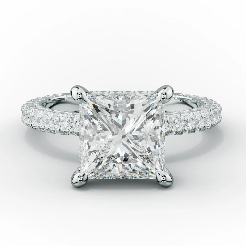 romantic engagement rings for women -Aurora Princess Cut Diamond Engagement Ring