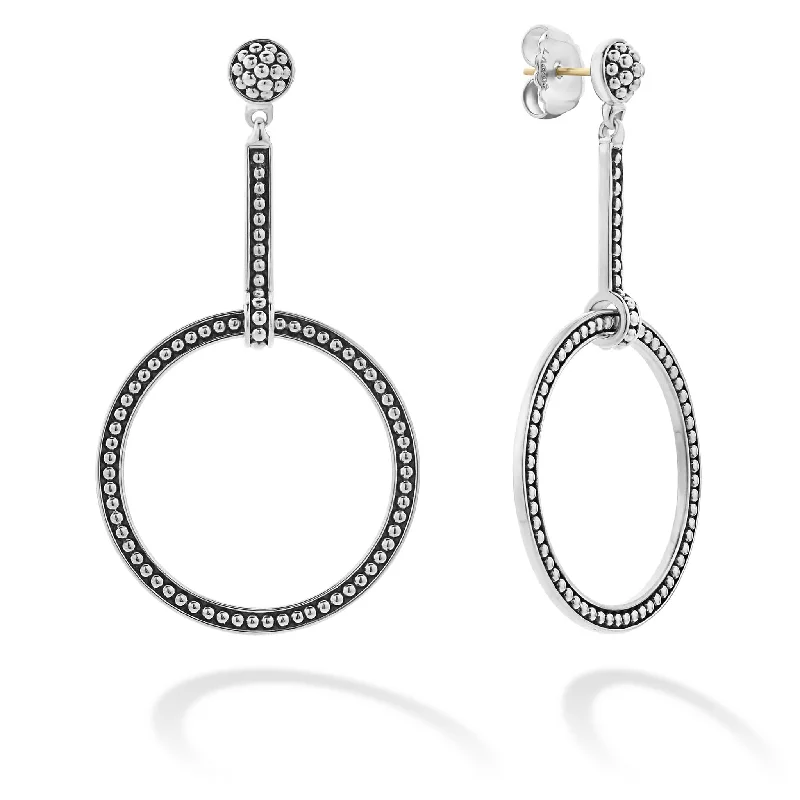 ear cuff earrings for women -Enso Circle Drop Earrings