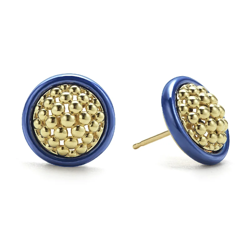 fashion gold earrings -Meridian 18K Gold and Ceramic Stud Earrings