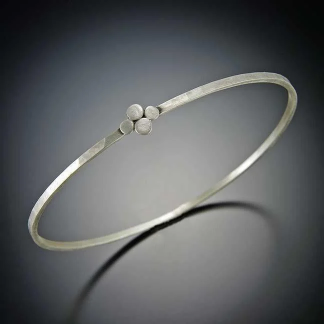 adjustable gold bracelets for women -Silver Hammered Disk Bangle