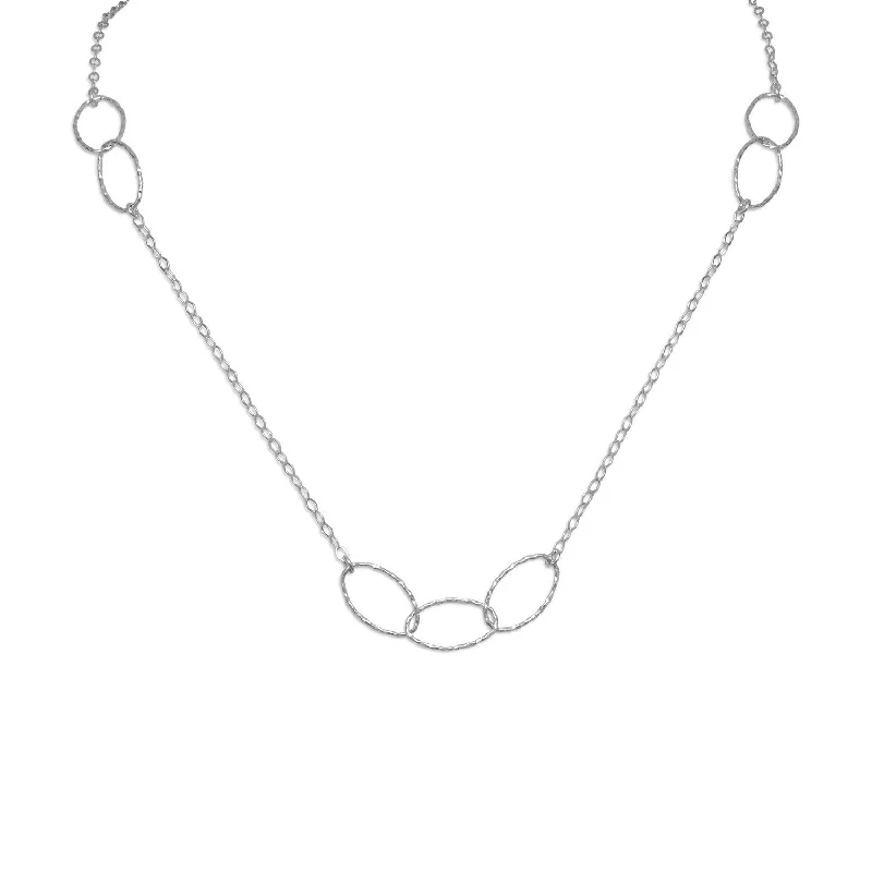 statement pendant necklaces for women -27.5" Rhodium Plated Multisize Oval Link Necklace