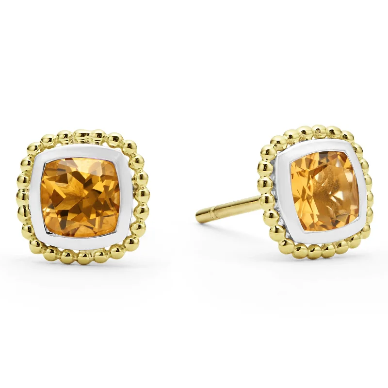 trendy earring sets for women -Rittenhouse Two-Tone Citrine Stud Earrings