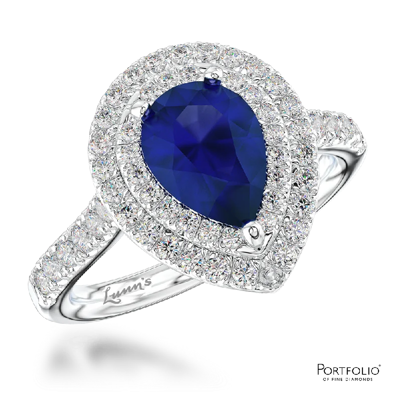 sapphire rings for women -Cluster 0.76ct Sapphire Platinum Ring