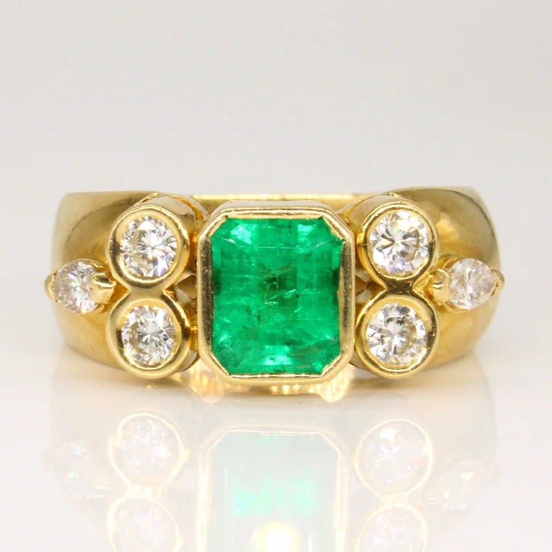 rose gold rings for women -Emerald & Diamond Cocktail Ring | 1.75ct, 1.00ctw | SZ 11.25 |