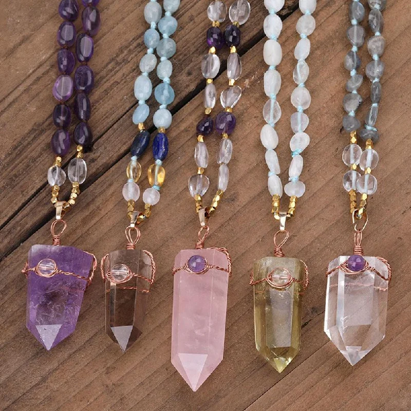 beautiful gemstone necklaces for women -Wrapped Crystal Point Necklace