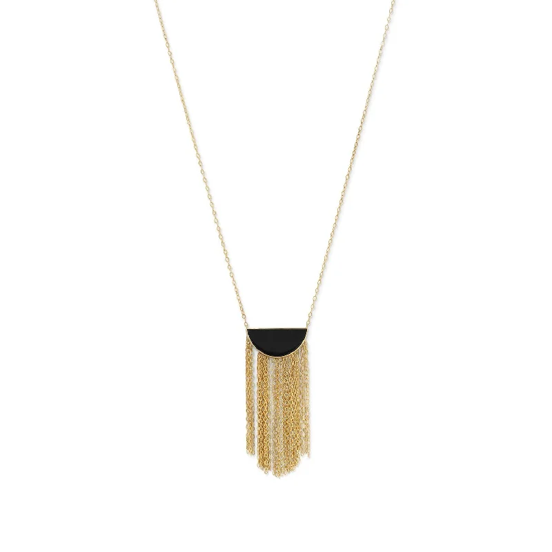 classic diamond necklaces for women -14 Karat Gold Plated Black Onyx and Fringe Necklace