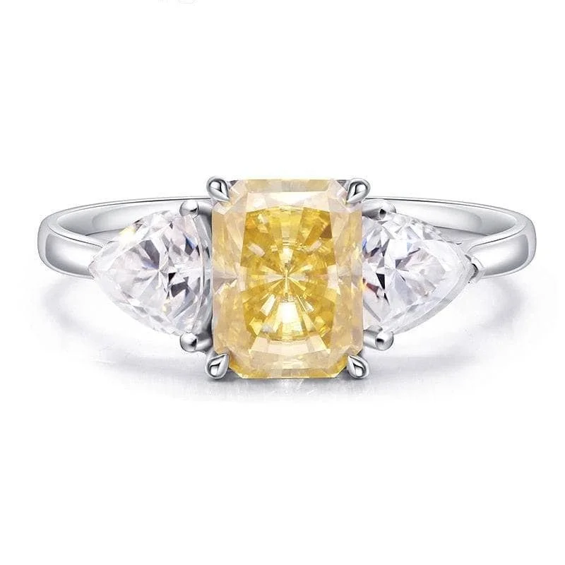 unique sapphire engagement rings -3.0ctw Yellow Radiant Cut Diamond Three-Stone Engagement Ring