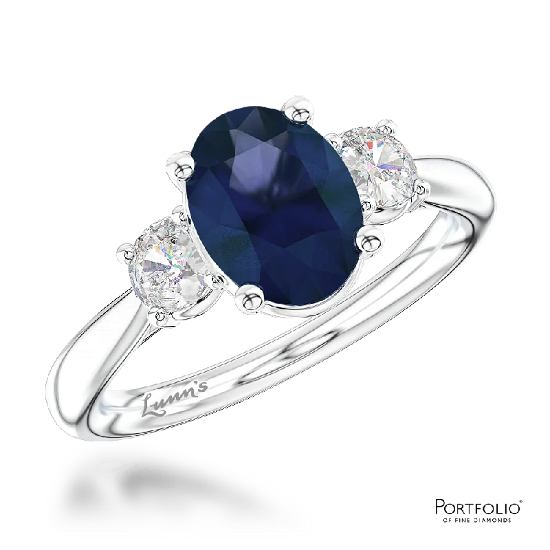 chunky rings for women -Three Stone 1.89ct Sapphire Platinum Ring