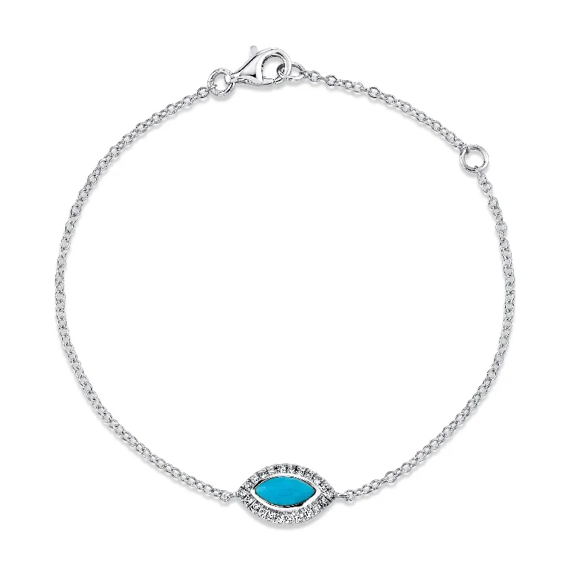 women’s engagement bangles -TURQUOISE & DIAMOND MINI EVIL EYE BRACELET